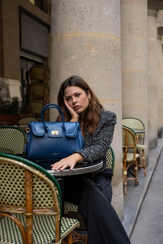 Mala em couro Bagatelle  - Azul-marinho