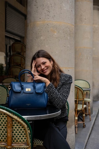 Mala em couro Bagatelle  - Azul-marinho