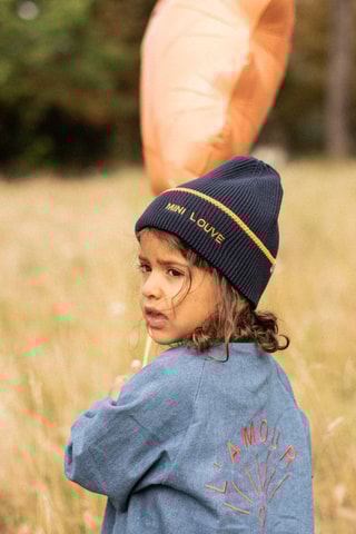 Bonnet en coton biologique - Bleu - Enfant