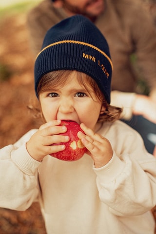 Bonnet en coton biologique - Bleu - Enfant