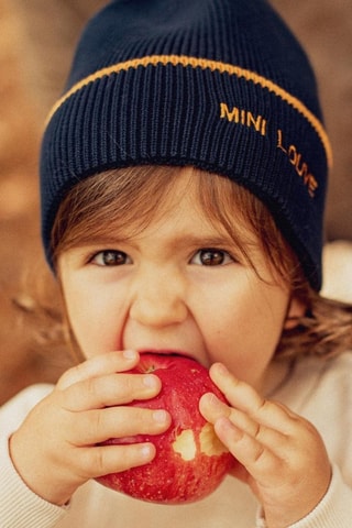 Bonnet en coton biologique - Bleu - Enfant