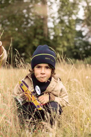 Bonnet en coton biologique - Bleu - Enfant