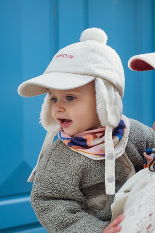 Chapka en velours Petit Amour - Crème - Enfant