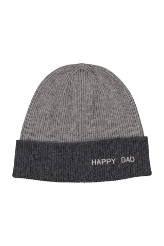 Bonnet en laine Happy Dad - Gris clair et anthracite - Adulte