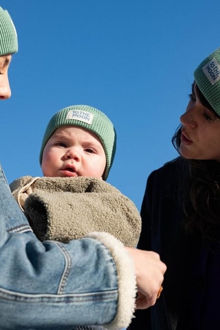 Bonnet en coton biologique To the moon - Vert sauge - Enfant