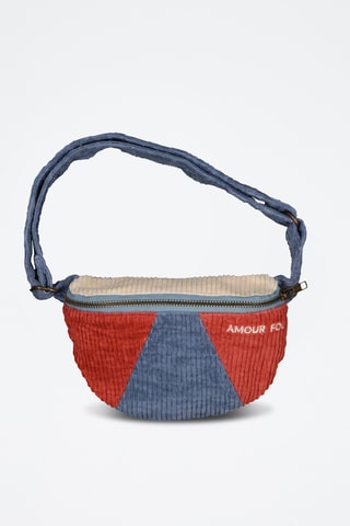 Sac banane en velours Amour Fou - Bleu foncé et rouge brique - Enfant
