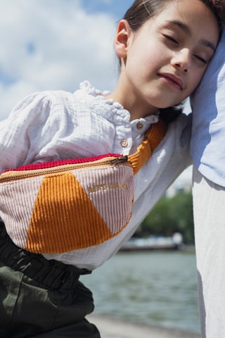 Sac banane en velours Let's dance - Moutarde et rose - Enfant