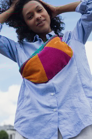 Sac banane en velours - Orange et violet - Adulte