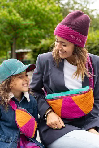 Sac banane en velours - Orange et violet - Adulte