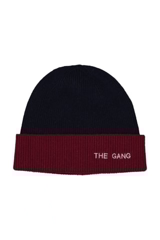 Bonnet en laine et cachemire The Gang - Bleu marine et bordeaux - Adulte