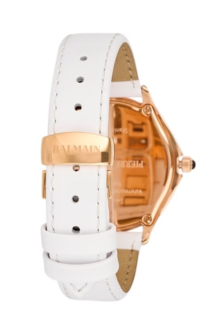Montre à quartz en cuir Balmain Flamea - Blanc et doré rose