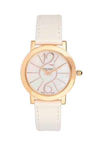 Montre à quartz en satin Elégance Chic - Blanc et doré rose