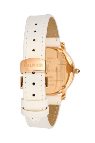 Montre à quartz en satin Elégance Chic - Blanc et doré rose