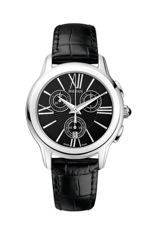 Montre à quartz en cuir Miss Balmain Dream Chrono Lady - Chronographe - Noir et argenté