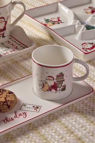 Chávena e travessa de serviço em porcelana Let it Snow