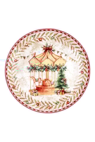 Prato raso Natale Christmas em porcelana - 30 cm