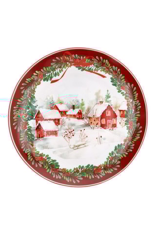 Prato raso Natale Christmas Land em porcelana - 30 cm