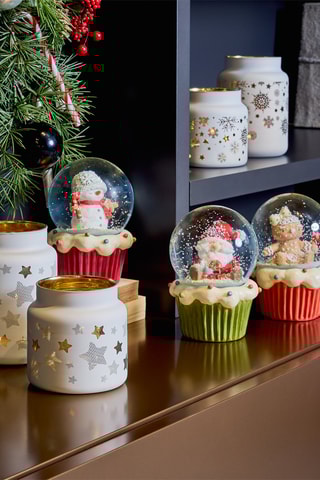 Base de vela Snowfall - 10 cm - Branco e dourado