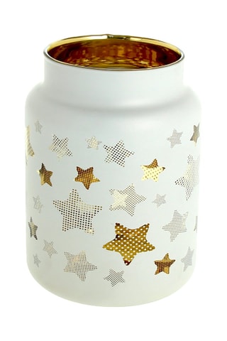 Base de vela Stellare - 10 cm - Branco e dourado
