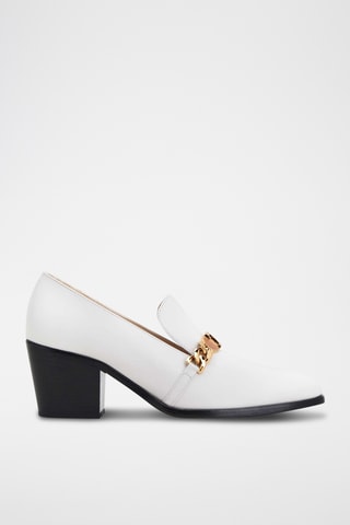 Mocasines de piel de tacón - Blanco