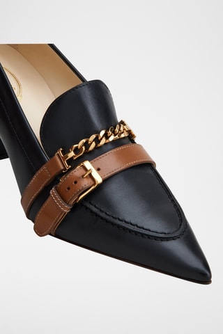 Mocasines de piel de tacón - Negro