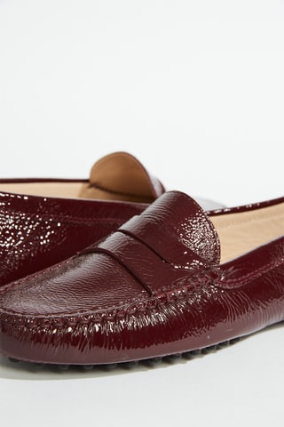 Mocasines con brillo de piel - Burdeos