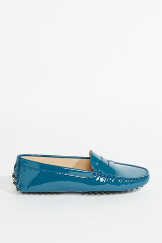 Mocasines con brillo de piel - Azul
