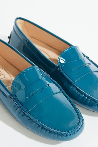 Mocasines con brillo de piel - Azul