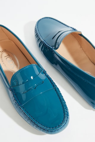Mocasines con brillo de piel - Azul