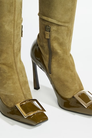 Cuissardes en cuir - Kaki