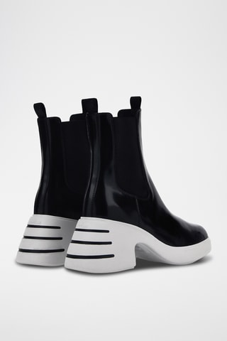 Botas de piel de tacón - Negro