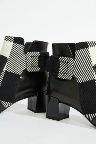 Botines de piel y lana - Negro