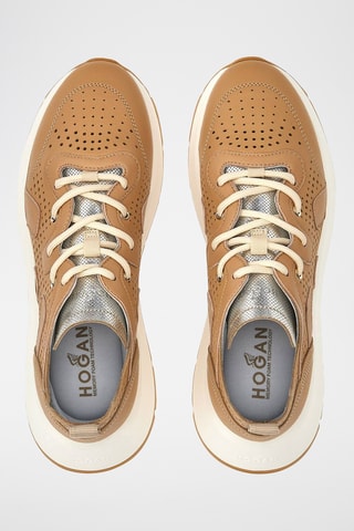 Zapatillas de piel con plataforma - Beige