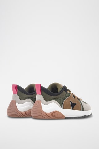 Zapatillas de piel - Verde y marrón