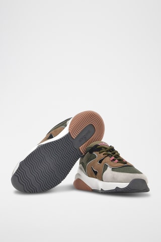 Zapatillas de piel - Verde y marrón