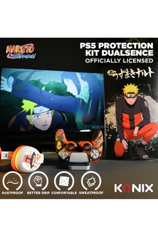 Kit de protection en silicone pour manettes DualSense® Naruto Shippuden - Noir et orange