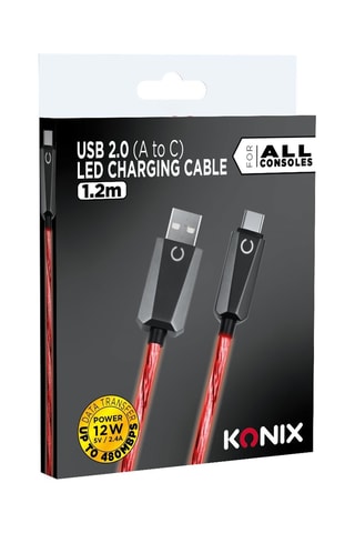 Câble USB avec LED - Noir et rouge