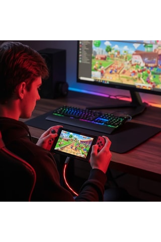 Câble USB avec LED - Noir et rouge