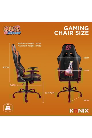 Chaise de bureau gaming Premium Naruto Shippuden - 71 x 120-130 x 54 cm