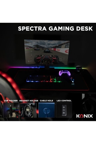 Bureau gaming rétroéclairé - 120 x 75 x 30 cm