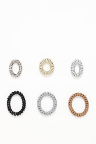 6 gomas para el pelo - Gris y beige