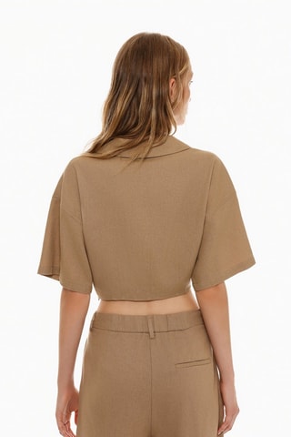 Crop top de lino - Marrón claro