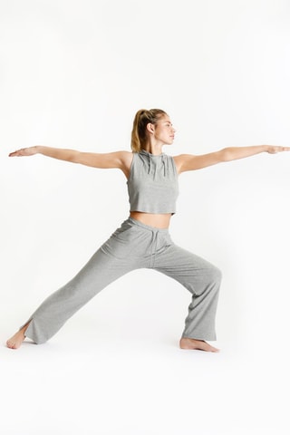 Crop top con capucha - Gris claro jaspeado