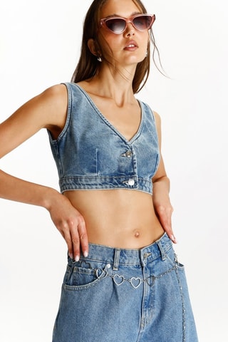 Crop top vaquero - Azul cobalto