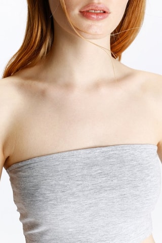 Crop top bustier - Gris jaspeado