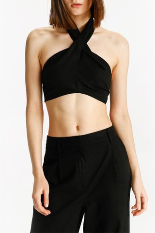 Crop top de lino - Negro