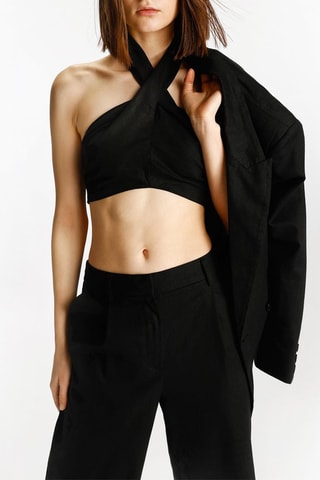 Crop top de lino - Negro