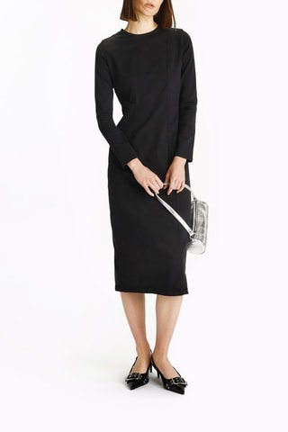 Vestido midi vaquero - Negro