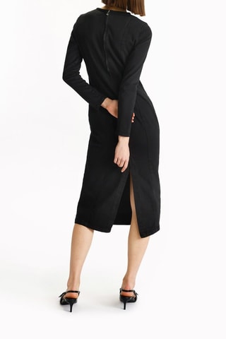 Vestido midi vaquero - Negro