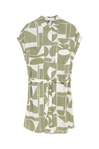 Vestido camisero - Blanco y caqui